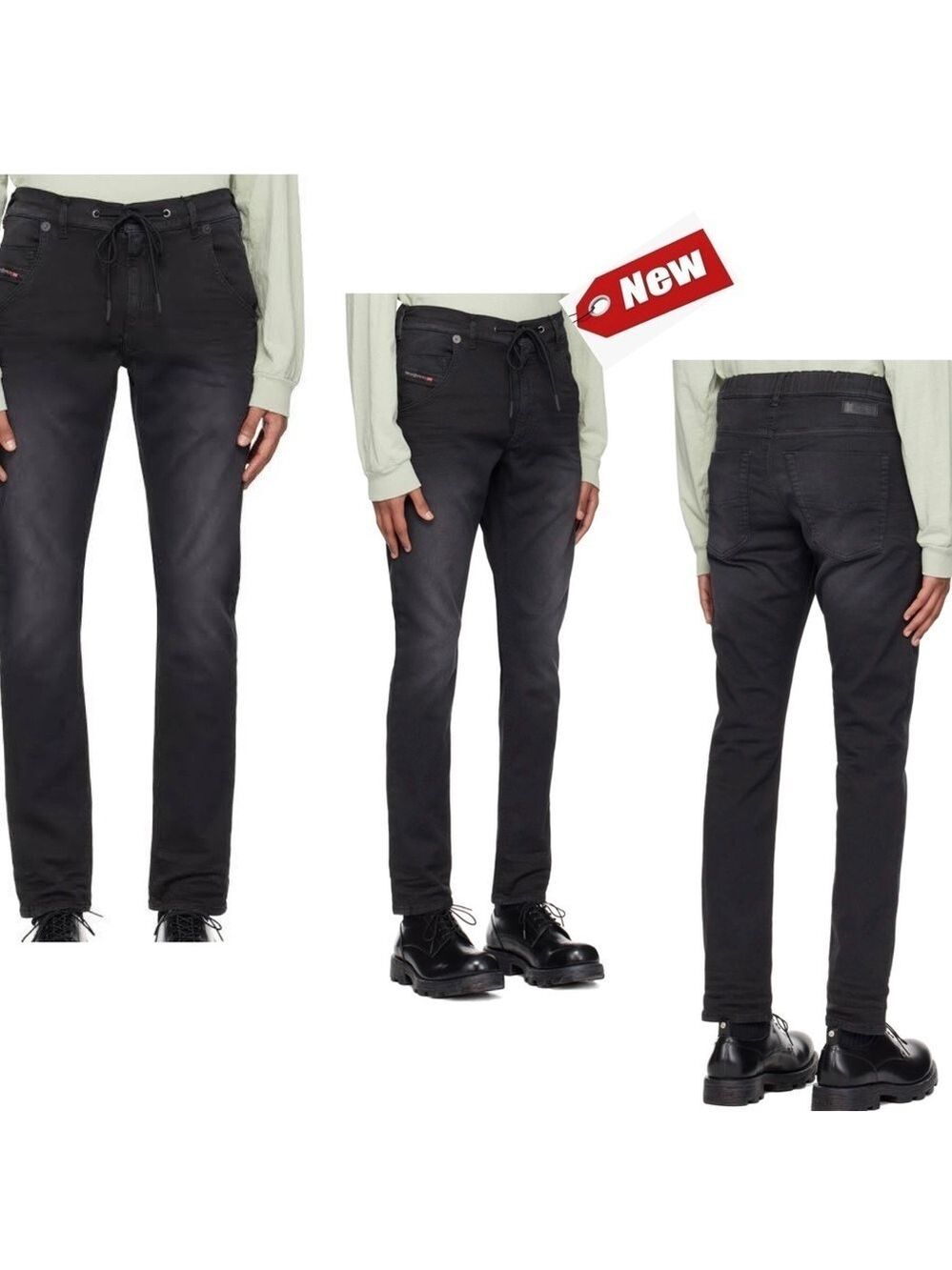 DIESEL black jogg jeans denim division sweat jeans Sz XS/32-34 NWT